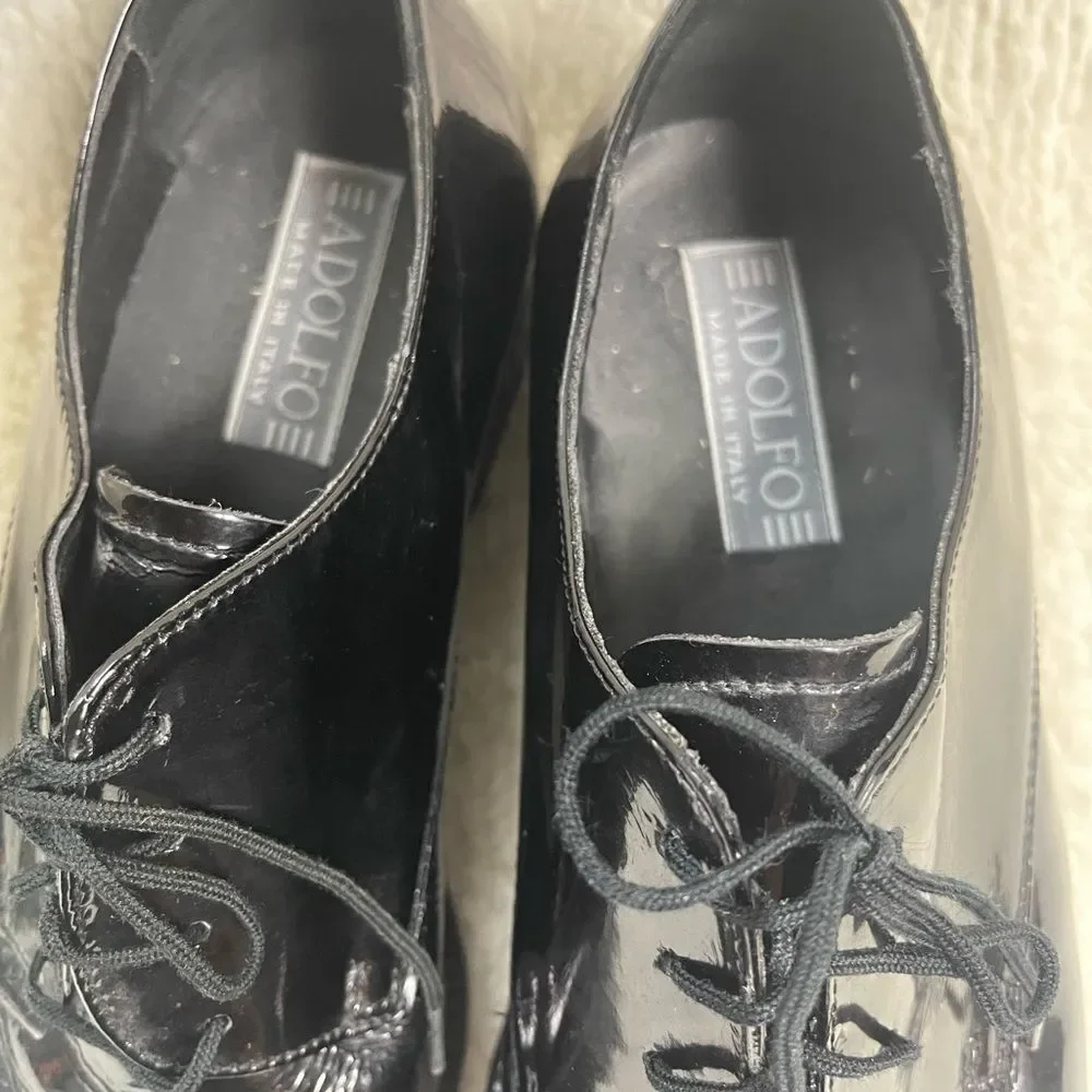 ADOLFO made in made in Italy Black Leather Men's Dress Shoes SZ9